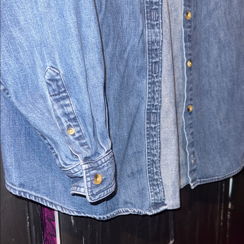 L.L. Bean Blue Denim Button-Down Shirt - Picture 3 of 9
